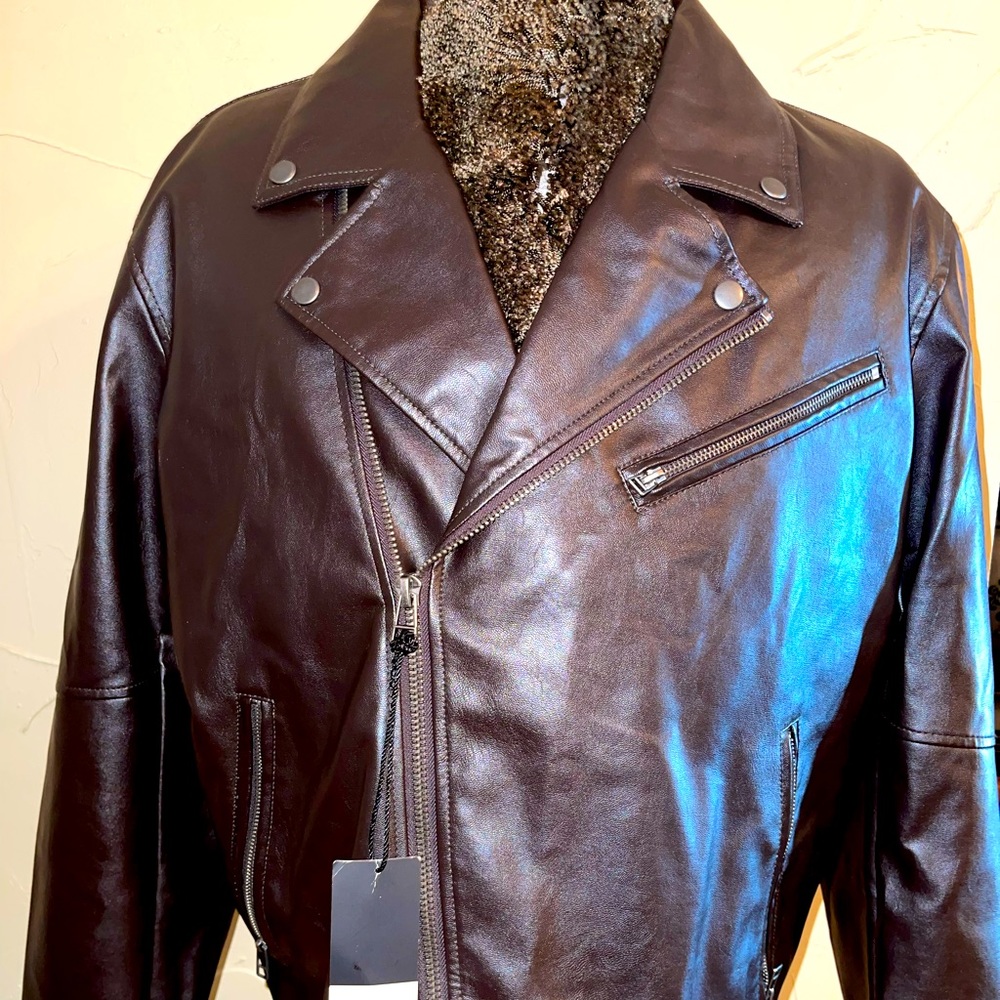 JF J. Ferrar Faux Leather Motorcycle Jacket